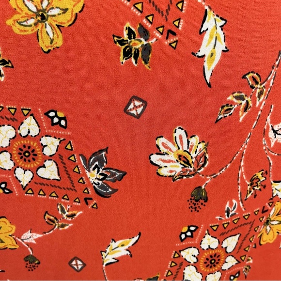 Torrid Orange Floral V Neck Flutter Sleeve Fit & Flare Dress - Picture 8 of 14